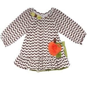 Emily Rose Brown Stripe Scallop Pumpkin Top - Girls 8